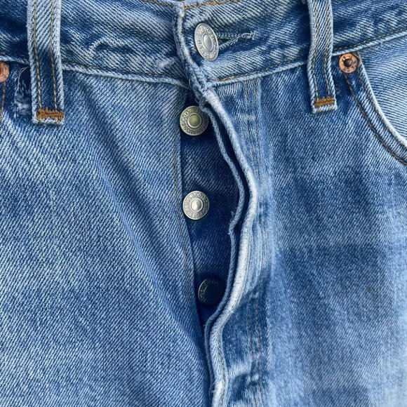 Levis Re/Done Womens High Rise Ankle Crop Distressed Jeans Acid Blue Sz 26 - Picture 13 of 16